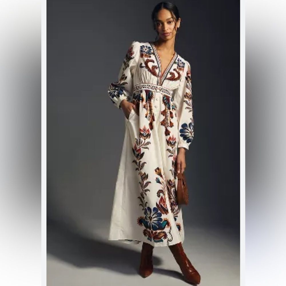 Farm Rio Size Medium Farm x Anthropologie V-Neck Maxi Dress